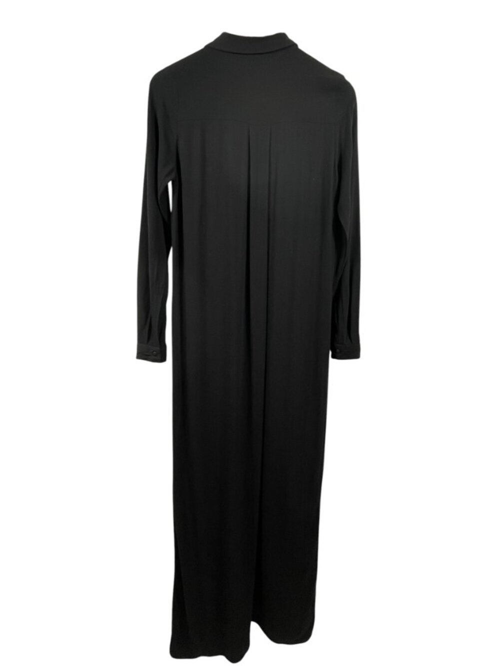 Philosophy Black Button Front Maxi Shirt Dress Long Sleeve Minimal Small 4/6 - Picture 4 of 11